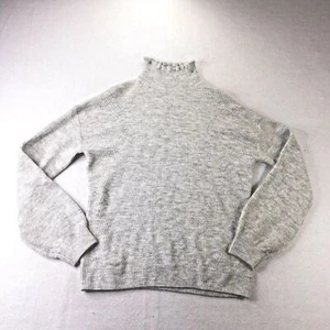 Suéter halógeno para mujer gris pequeño mezcla de lana manga larga cuello embudo cómodo - Imagen 1 de 9