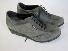 Mephisto Mobils Women&#39;s Comfort Wedge Gray Leather Lace Up Sneakers 6.5