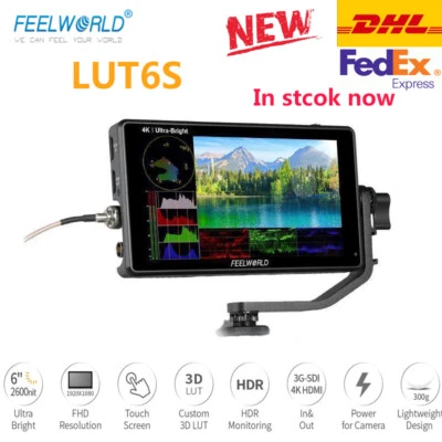 FEELWORLD LUT6S 6 6" 2600nits HDR/3D LUT 3G-SDI Field Monitor 4K for DSLR Camera - Image 1 of 4
