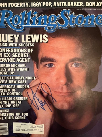 Huey Lewis signed ROLLING STONE magazine Cover