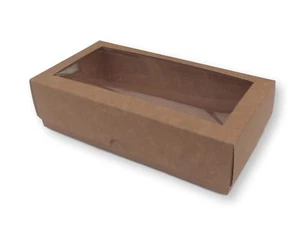 50 CAJAS KRAFT 6.5 x 4 PULGADAS CON VENTANA, REGALOS, PASTELES, PRENDAS ETC. - Imagen 1 de 3