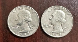 1988 P and D Washington Quarters Circulated - Picture 1 of 2