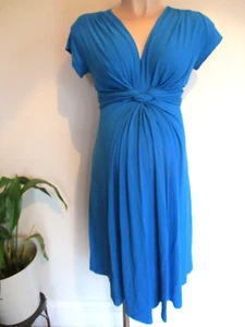 SERAPHINE MATERNITY AQUA BLUE TWIST FRONT OCCASION DRESS SIZE 8 - Picture 1 of 2