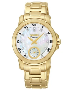 Seiko SRKZ60 SRKZ60P1 Ladies Premier Gold Diamond Watch MOP RRP $850.00 - Picture 1 of 1