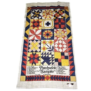 Vintage Kay Dee Handabdrücke Leinen Geschirrtuch Patchwork Muster & Sonnenblume 16x28 - Bild 1 von 6