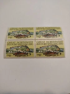 US  #1409 plate block  of 4,  6¢. GREAT NORTHWEST FORT SNELLING - Picture 1 of 2