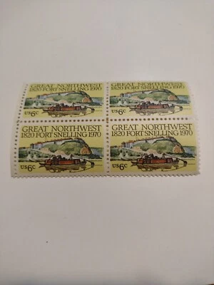US  #1409 plate block  of 4,  6¢. GREAT NORTHWEST FORT SNELLING - Image 1 of 2