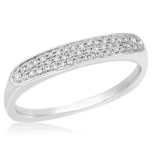 14K WHITE GOLD PAVE ROUND DIAMOND WEDDING BAND STACK STACKABLE RING - Picture 1 of 1