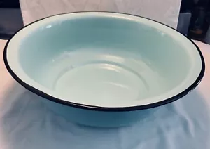 NEW Enamel Ware Lt Blue to Mint Color Large Basin Bowl 14 1/4" W x 4 3/4" H - Picture 1 of 5