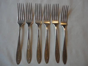 Onida Silverplate 6 Community  Adam Pattern Luncheon Forks Flatware Monogrammed - Picture 1 of 4