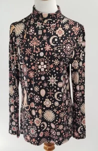 Maglia girocollo stampa gioiello Ann Taylor taglia large rosa nera - Foto 1 di 4