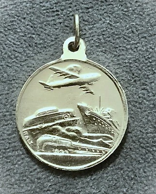 silver colour St Christopher  - Air Land Sea pendant or charm bracelet new item - Image 1 of 2