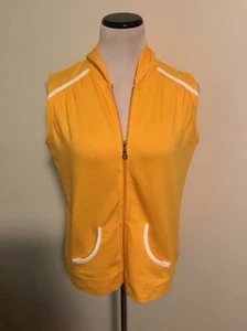 Sudadera con capucha y cremallera Beaux Art para mujer mediana amarilla blanca nueva sin etiquetas - Imagen 1 de 4