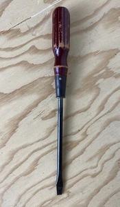 Vintage Antique Flathead Screwdriver with Red Wooden Handle 11.5” Long - Picture 1 of 11