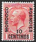 Stamps Morocco Agencies Spanish 1914 KGV 10c on 1d red GB opt+surch MH SG130
