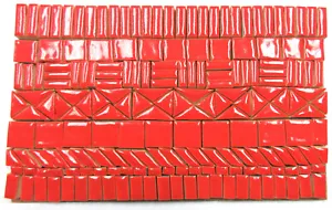 190+ leuchtend rote Mosaikfliesen, Handarbeit gemischte Größen Keramik Kunst Handwerk Fliesen, - Bild 1 von 6