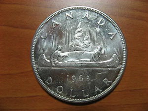 1963 Canadian Silver Dollar - Brilliant Uncirculated Condition - Gem - Picture 1 of 2