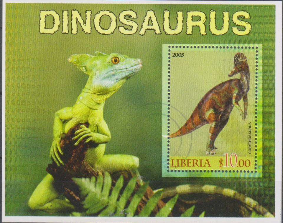 Timbres Dinosaures - Feuillet de timbres du libéria - TBE - Photo 1/1
