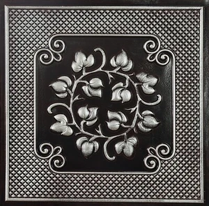 Faux Tin Ceiling Tiles 3D Emboss Panel PL66 Traditional silver 10Pcs PAINTSDECOR - Picture 1 of 24