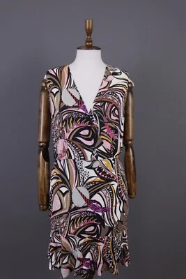 EMILIO PUCCI Multicolor Abstract Floral Sleeveless Midi Wrap Dress Size 40/US10 - Image 1 of 4