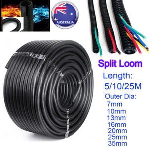 Split Wire Loom Corrugated Tubing Conduit Cable Sleeve Auto Cord Cable Protector - Picture 1 of 7