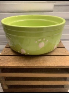 Pet Life Green Bowl Ceramic Dish with Paw Prints for Food / Water - Picture 1 of 6