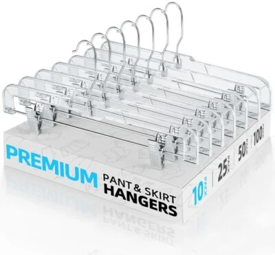Paquete de 10 perchas de falda transparente con clips para pantalones faldas pantalones cortos pantalones Foto 1 de 4