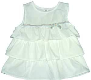 Gymboree Girls White Ruffle Sleeveless Tennis Match Top Striped Ribbon Trim 5Y - Picture 1 of 4