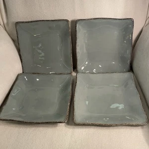 Forty off The Source Valencia Square Blue/Green Salad Plates Set 4 - Picture 1 of 7
