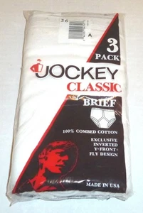 Vintage 3-Pack Jockey Classic Men's Brief 100% Combed Cotton Size: 36 White READ - Picture 1 of 5