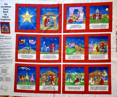 "The Christmas Story Book" BY Fabric Traditions  Jesus Nativity FABRIC PANEL Vtg - Image 1 of 4