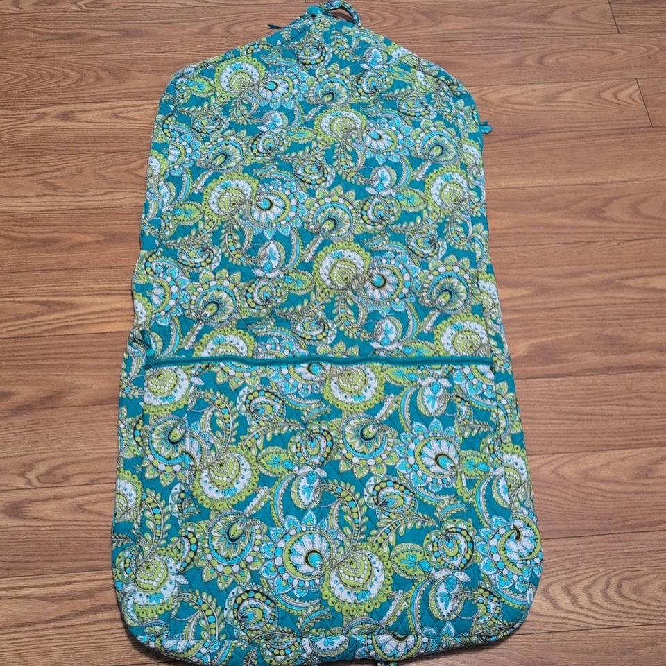 Vera Bradley Hanging Garment Bag Peacock Teal Green Quilted Travel Luggage - Image 1 of 4