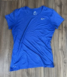 Nike Tee Dri Fit T Shirt Womens Blue Short Sleeve Running Gym Yoga - Medium M - Picture 1 of 6