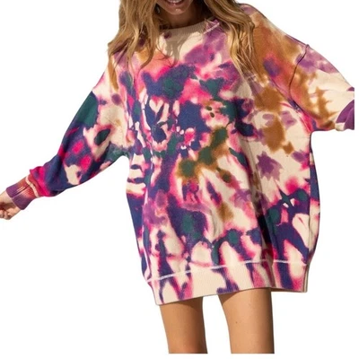 Natural Life Taylor Sunrise Tie Dye Sweater Multicolor Oversized Sz XL New W/Tag - Image 1 of 4