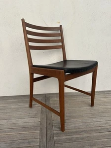 Silla de comedor Kai Lyngfeldt Larsen Søren Willadsen Dinamarca cuero teca años 60 danés - Imagen 1 de 8