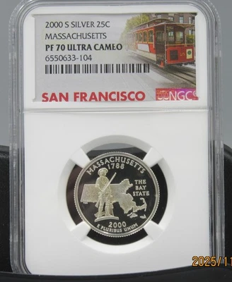 2000 S Massachusetts Silver NGC PF 70 UCAM - minor toning ... - Image 1 of 2
