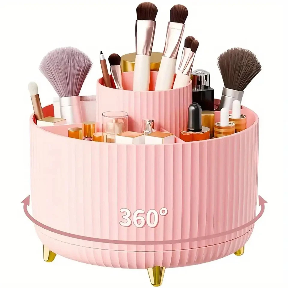 360° Rotating Makeup Organizer – Multi-Functional Brush & Cosmetic Holder - Image 1 of 4