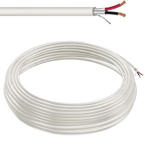 22 AWG 2 Leiter Litze geschirmt Anschlusskabel weiß CL3P Mantel für Sicherung... - Bild 1 von 6