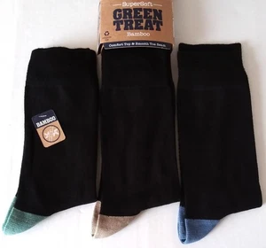 Green Treat, Bamboo, Mainly Black, Mens' Socks, 3 Pack, Size 7 - 11 UK - Picture 1 of 4