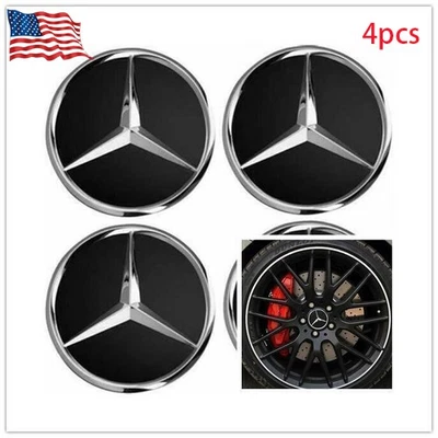 4PCS/75mm Fits For Mercedes Benz Most Models Wheel Center Hub Caps Emblem Logo . Foto 1 de 4