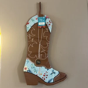 Pioneer Woman Blue Floral Boot Polyester Christmas Holiday Stocking - NWT - Picture 1 of 5