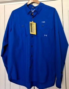 Under Armour fishing shirt long sleeve blue L polyester new - Picture 1 of 3