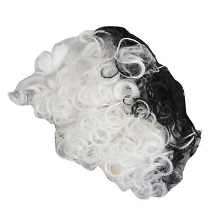 Black White Curly Wig Wavy Curly Wig For Christmas Party Halloween BLW
