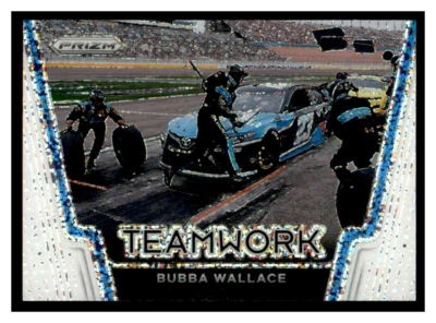 2021 Panini Prizm Teamwork #T13 Bubba Wallace White Sparkle SSP (ref 73376) - Image 1 of 2