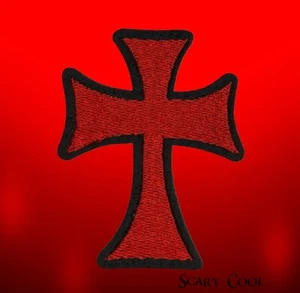 Neu Kreuz rot bestickt Jacke Weste Patch Motorrad Biker - Bild 1 von 3