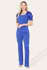 Women's Satin Frill Puff Short Sleeve Ribbed Top And Trousers Co Ord Loungewear