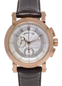 Breguet Marine 5827 Chronograph 18k Rose Gold Silver Dial Mens 42mm Watch 5827BR - Picture 1 of 16
