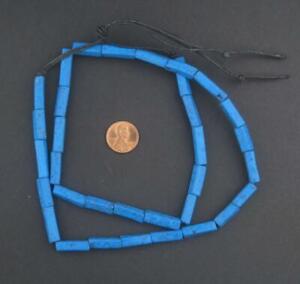 Deep Blue Moroccan Pottery Beads Rectangle 5mm Morocco African Clay Handmade
