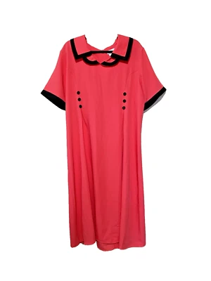 Vintage Roamans Sheath Dress Sz B2 Pink Cottage Grandma Double Collar Adorable - Image 1 of 4