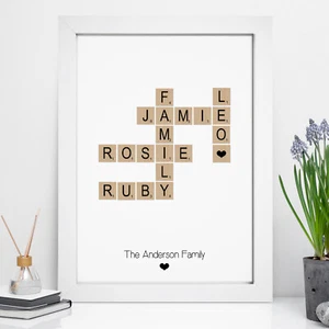 Personalised Scrabble Board Family Framed Print Gift Wall Art Fathers Day Gifts - Picture 1 of 8